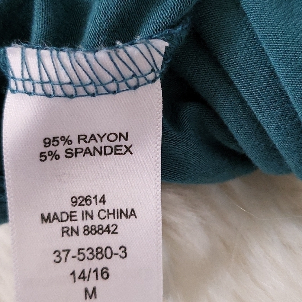 Roaman's asymmetrical teal tunic with dramatic sleeve NWT - Picture 12 of 12